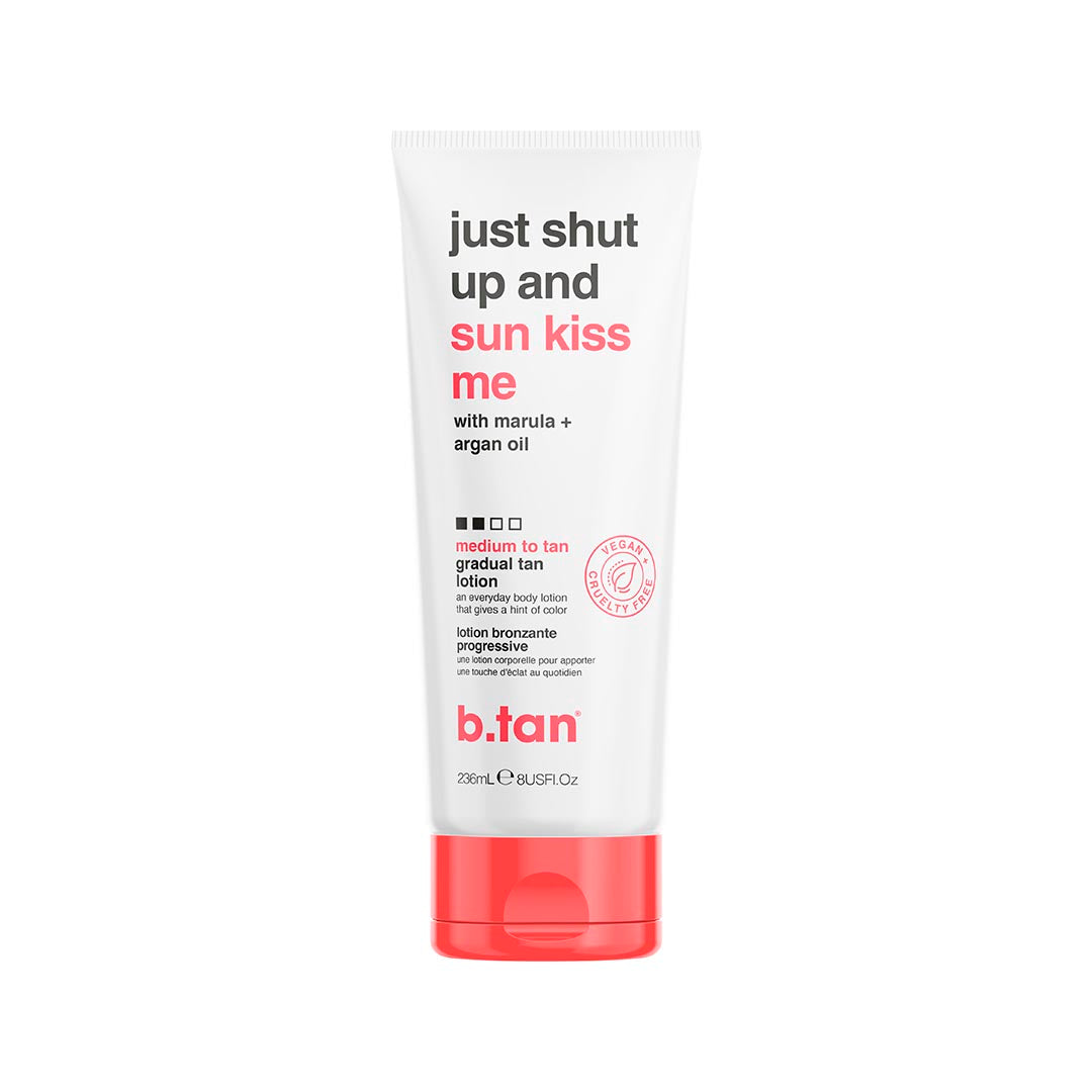 B Tan Just shut up & sunkiss me-asteittain päivettävä vartalovoide